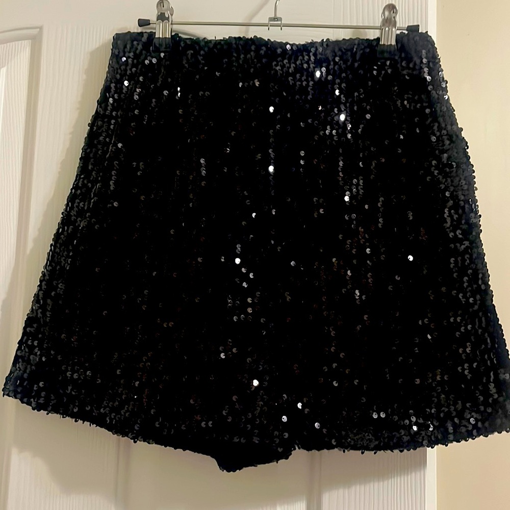 Zara Sequin Black Shorts